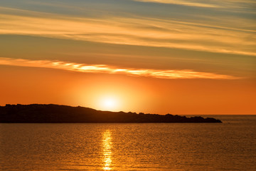 Cala de Sal rossa at sunrise in Ibiza