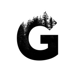 Letter G hipster wilderness font lettering. Outdoor adventure.