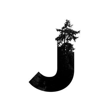 Letter J hipster wilderness font lettering. Outdoor adventure.