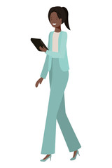 business woman wit tablet avatar character