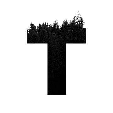 Letter T Hipster Wilderness Font Lettering. Outdoor Adventure.