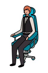 businessman sitting in office chair avatar character