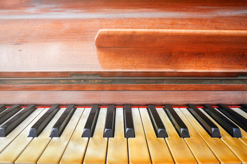 Keyboard of a well worn piano