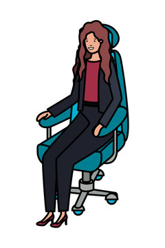 businesswoman sitting in office chair avatar character