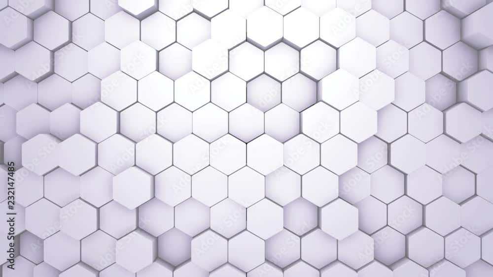 Wall mural abstract hexagon geometric intro. animated surface loop footage. light bright and clean hexagonal gr