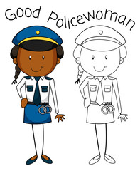 Doodle good policewoman character