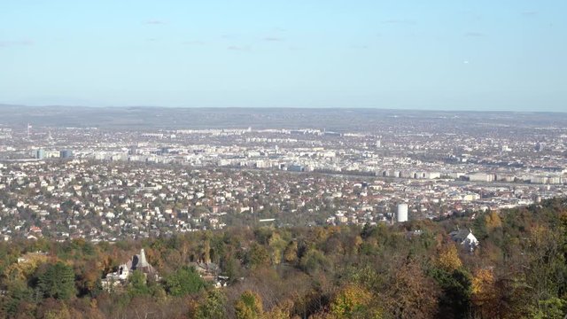 Budapest cityscape from the hill Normafa. Recorded with a Sony alpha 7III camera in 4K.