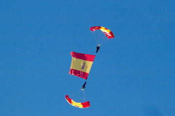 parachutist doing acrobatics