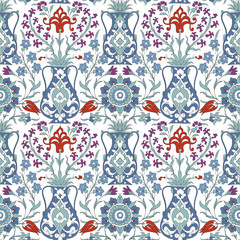 Traditional Arabic  ornament seamless. Floral Ornamental pattern. Iznik .Vector.  Background