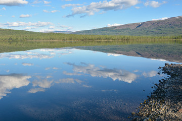 Mountain lake in the Putorana plateau.