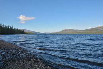 Mountain lake in the Putorana plateau.