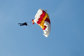 parachutist doing acrobatics