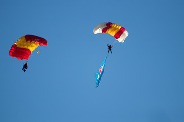 parachutist doing acrobatics