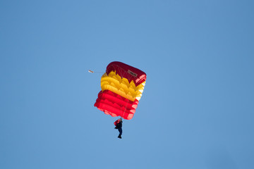 parachutist doing acrobatics