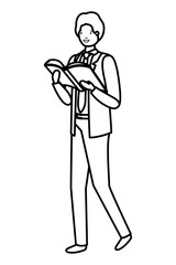 young business man wit book avatar character