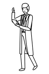 young business man with tablet avatar character