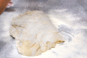kneading dough for pies