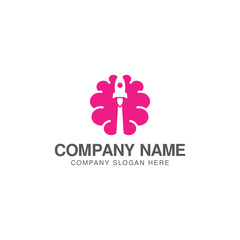 Brain and rocket launch, creative idea rocket logo design vector template