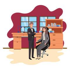 couple of business in the work office avatar character