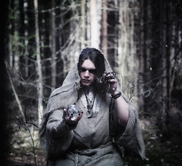 Fairy magician. A sorcerer with a glass sphere, a magical spell and a ritual. Elder with a staff...