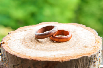 wedding rings in rustic style