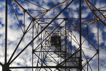 Bottom view tower in the sky