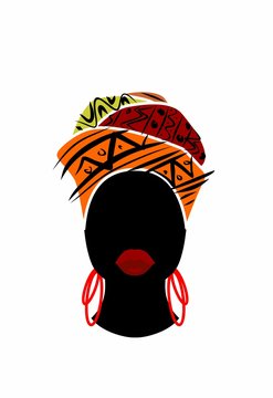 Head Of African Woman With Head Band In Ethnic Style