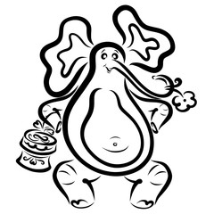 Cool elephant with a gift or cake and a flower