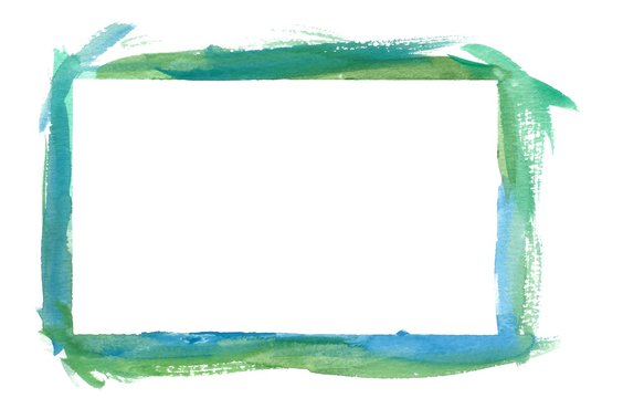 Blue Green Watercolor  Border Frame
