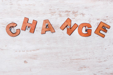 Fototapeta premium word change of wooden letters