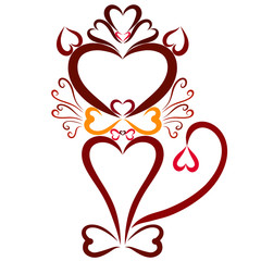 Cat gentleman, wearing a hat and tie, a pattern of hearts