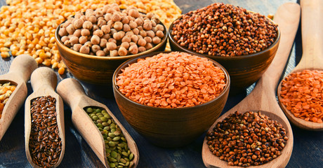 Composition with variety of vegetarian food ingredients