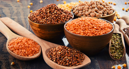 Composition with variety of vegetarian food ingredients