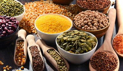 Composition with variety of vegetarian food ingredients