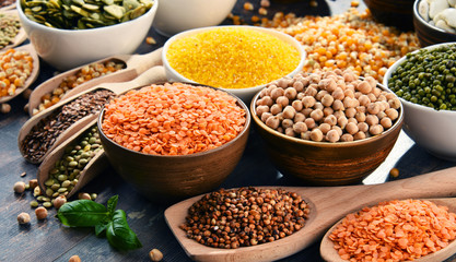 Composition with variety of vegetarian food ingredients