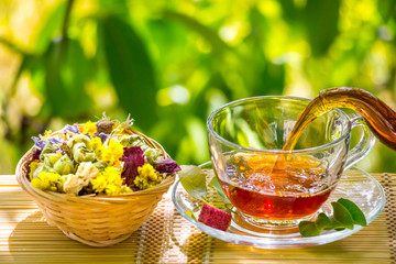 Tea time - Relax With Hot Tea In Zen Garden