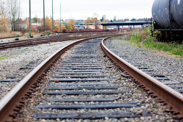 train track headed west to waterfront