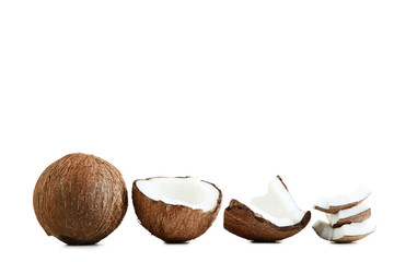 Ripe coconuts isolated on white background