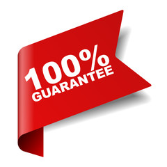 red vector banner 100% guarantee