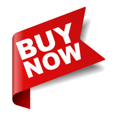 red vector banner buy now