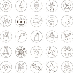 Set of vector illustration icons isolated on a white background. Christmas elements