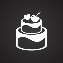 Love cake on black background icon