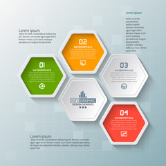 Abstract 3D Paper Infographics. Business template .Vector illustration