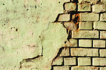 Old green brick wall