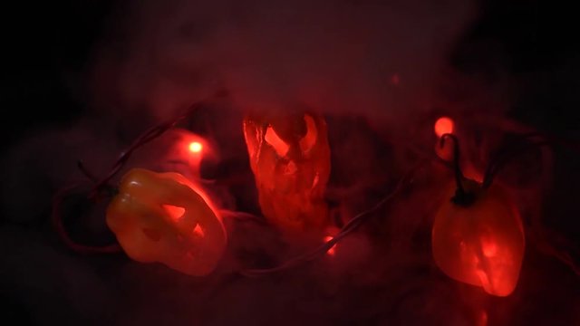 pepper jack o lanterns habaneros and ghost peppers glowing with lights inside