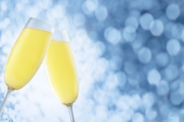 Champagne in in glasses with Christmas decoration