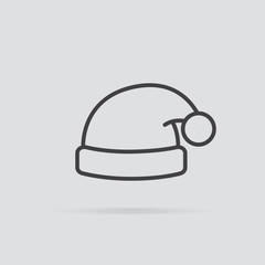 Santa Claus hat icon in flat style isolated on grey background.