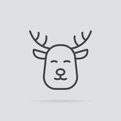 Christmas deer icon in flat style isolated on grey background.