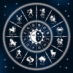Horoscope circle. Circle with signs of zodiac. Vector