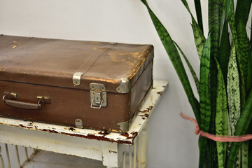 vintage brown retro suitcase